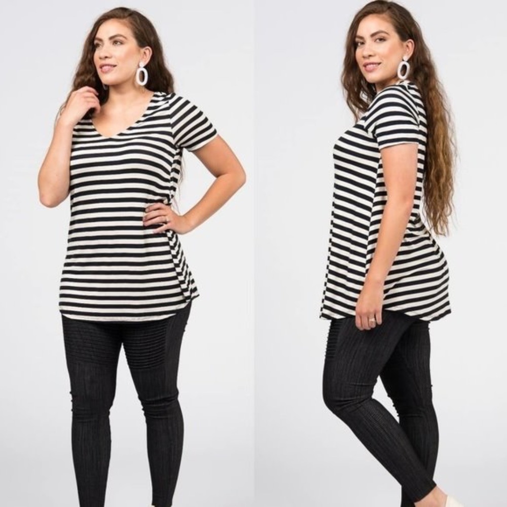Everyday Tee Black and Ivory Stripe